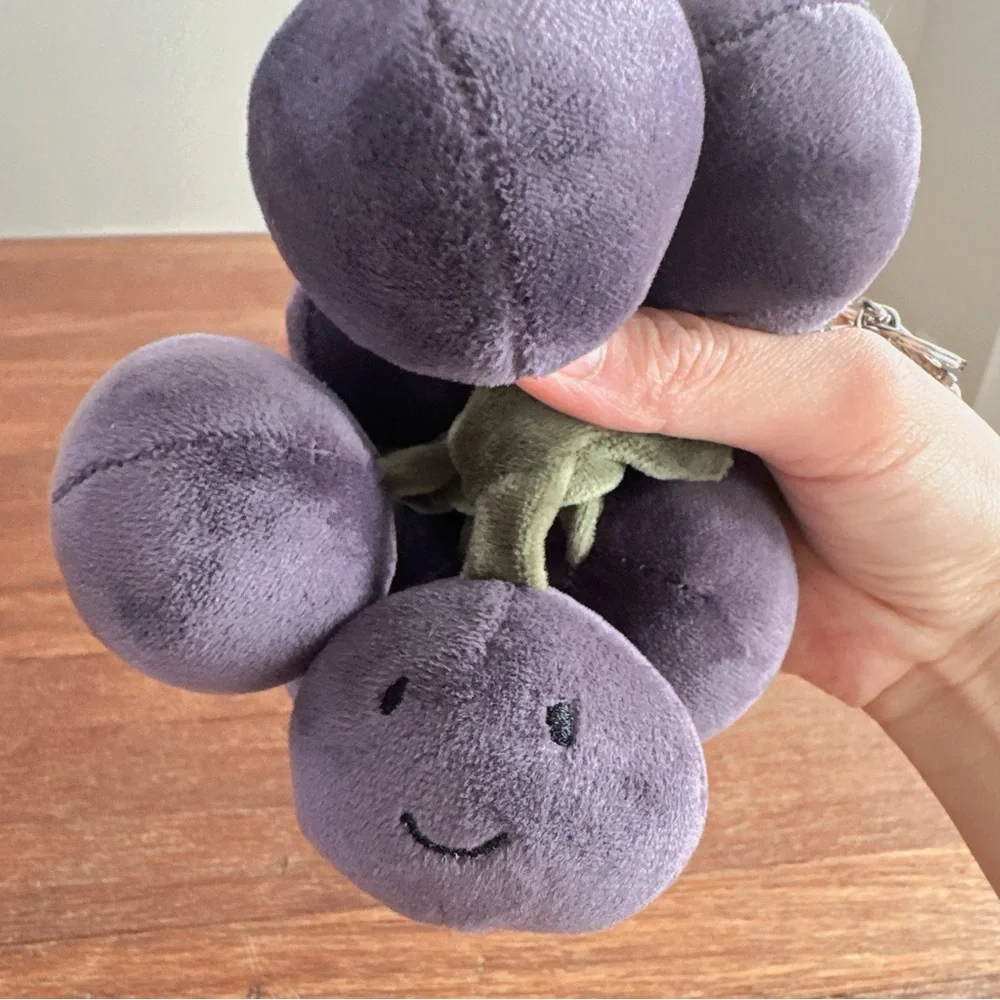 Purple Grape Plush Keychain Cute Fruit Stuffed Bag Charm Kawaii Gift New